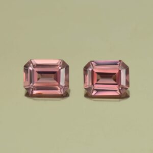 RoseZircon eme cut pair 8.5x6.5mm 5.19cts H zn5134