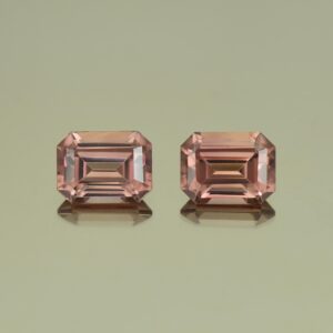 RoseZircon eme cut pair 8.5x6.5mm 5.73cts H zn5135