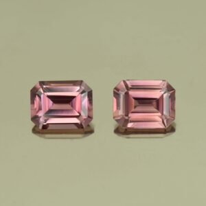 RoseZircon eme cut pair 9.0x7.0mm 6.94cts H zn5141 scaled 1 SOLD