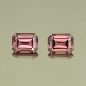 RoseZircon eme cut pair 9.0x7.0mm 7.33cts H zn5144 scaled 1 SOLD