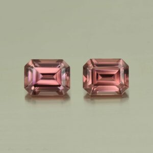 RoseZircon eme cut pair 9.5x7.5mm 8.68cts H zn5155 scaled 1