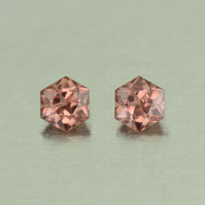 RoseZircon hexagon pair 4.5mm 1.29cts H zn5026 SOLD