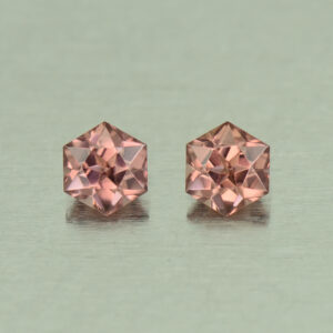 RoseZircon hexagon pair 5.0mm 1.67cts H zn5027 SOLD