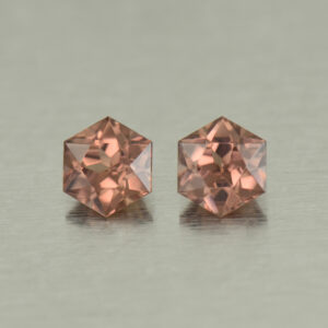 RoseZircon hexagon pair 5.0mm 1.74cts H zn5092