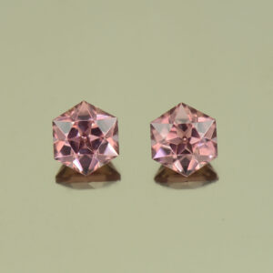 RoseZircon hexagon pair 5.0mm 1.80cts H zn5031 SOLD