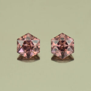 RoseZircon hexagon pair 5.4mm 2.20cts H zn5033 SOLD