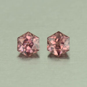 RoseZircon hexagon pair 5.5mm 2.29cts H zn5034 SOLD
