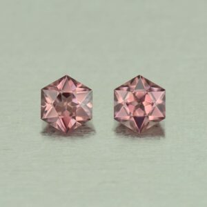 RoseZircon hexagon pair 6.0mm 2.86cts H zn5037 SOLD