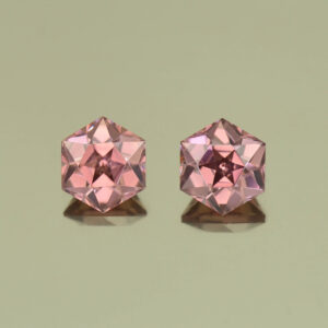 RoseZircon hexagon pair 6.0mm 3.10cts H zn5038 SOLD