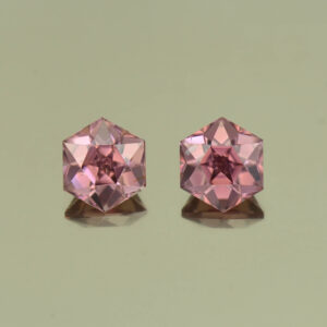 RoseZircon hexagon pair 6.0mm 3.18cts H zn5039 SOLD