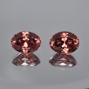 RoseZircon oval pair 15.5x11.5x8.9 15.4x11.8x9.2mm 32.62cts H zn235 SOLD