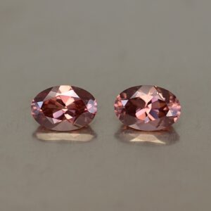 RoseZircon oval pair 6.5x4.5mm 1.78cts zn2489