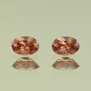 RoseZircon oval pair 6.5x4.5mm 1.82cts H zn7860