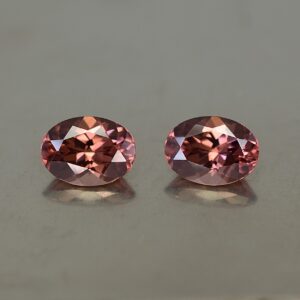 RoseZircon oval pair 7.5x5.5mm 2.88cts zn1050
