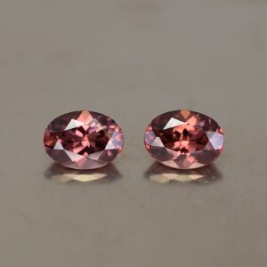 RoseZircon oval pair 7.5x5.5mm 2.97cts zn2459