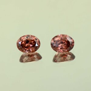 RoseZircon oval pair 9.0x7.0mm 6.26cts H zn3066