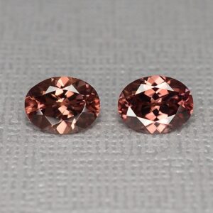 RoseZircon oval pair 9.1x7.0mm 4.97cts zn1719