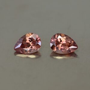 RoseZircon pearshape pair 7.0x4.9mm 2.04cts zn2483
