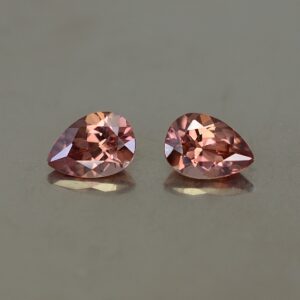 RoseZircon pearshape pair 7.0x5.0mm 1.89cts zn1601