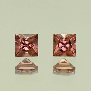 RoseZircon princess pair 4.5mm 1.45cts H zn7873