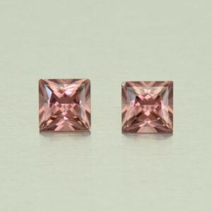 RoseZircon princess pair 5.5mm 2.42cts H zn5527 SOLD