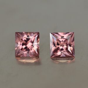 RoseZircon princess pair 5.8mm 3.10cts zn3368 SOLD