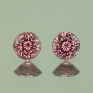 RoseZircon round pair 1.07cts 4.5mm H zn6958