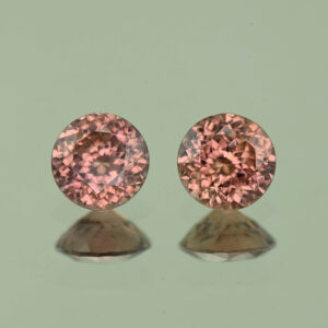 RoseZircon round pair 2.34cts 6.0mm H zn6964