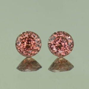 RoseZircon round pair 2.40cts 6.0mm H zn6965