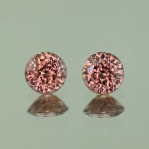 RoseZircon round pair 2.42cts 6.0mm H zn6966