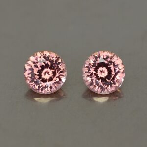 RoseZircon round pair 5.0mm 1.42cts zn2473 SOLD