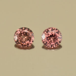 RoseZircon round pair 6.0mm 2.08cts H zn3070 SOLD