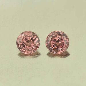 RoseZircon round pair 6.0mm 2.15cts H zn6029