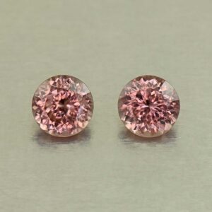 RoseZircon round pair 6.0mm 2.50cts H zn8243