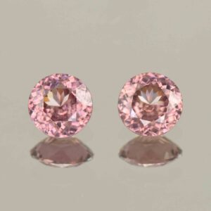RoseZircon round pair 6.4mm 2.75cts H zn6071