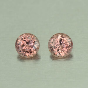 RoseZircon round pair 6.4mm 2.92cts H zn3077 SOLD