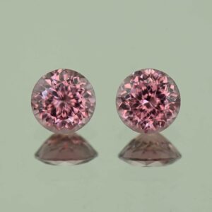 RoseZircon round pair 6.4mm 2.97cts H zn6075