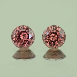 RoseZircon round pair 6.4mm 3.07cts H zn3081 scaled 1