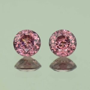 RoseZircon round pair 6.4mm 3.07cts H zn6077