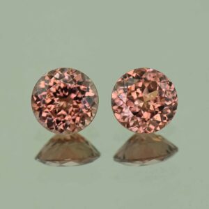 RoseZircon round pair 6.5mm 2.87cts H zn3076