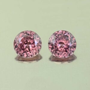 RoseZircon round pair 6.5mm 2.98cts H zn6086 SOLD