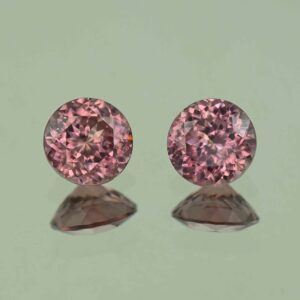 RoseZircon round pair 6.5mm 2.99cts H zn6090