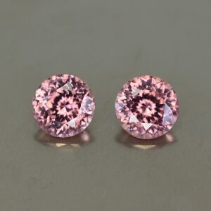RoseZircon round pair 6.5mm 3.04cts zn3420 SOLD