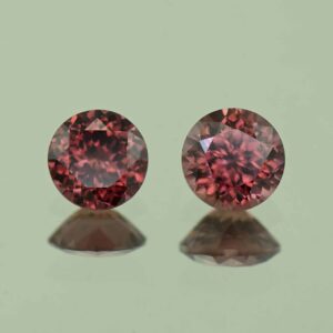 RoseZircon round pair 6.5mm 3.06cts H zn3080
