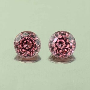 RoseZircon round pair 6.5mm 3.12cts H zn3491
