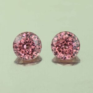 RoseZircon round pair 6.5mm 3.13cts H zn7065