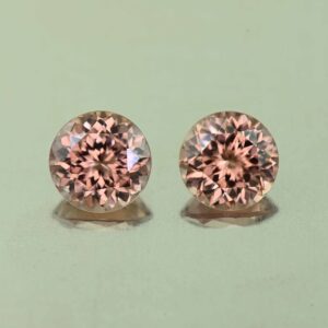 RoseZircon round pair 6.5mm 3.15cts H zn1791