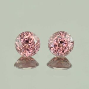 RoseZircon round pair 6.5mm 3.15cts H zn3492 SOLD
