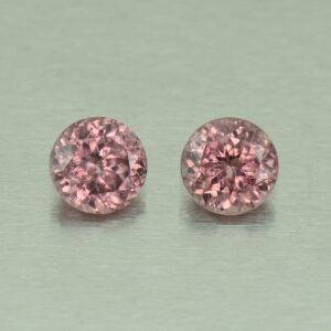 RoseZircon round pair 6.5mm 3.18cts H zn4914