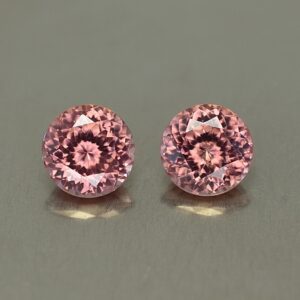 RoseZircon round pair 6.5mm 3.18cts zn3334